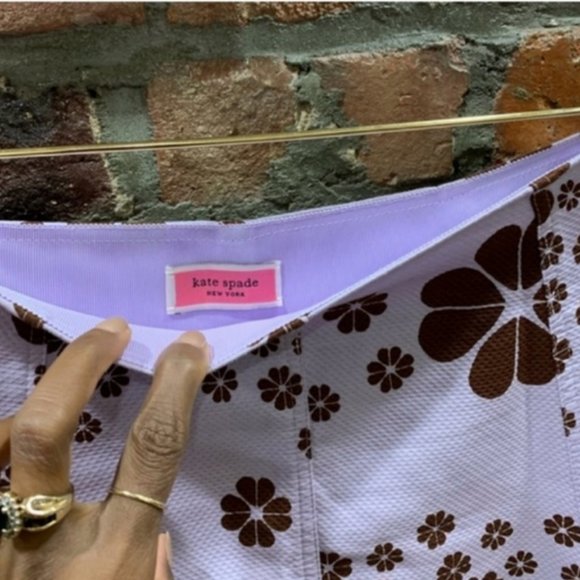 kate spade purple lilac brown floral spade midi skirt size 4 nwt - Picture 3 of 8